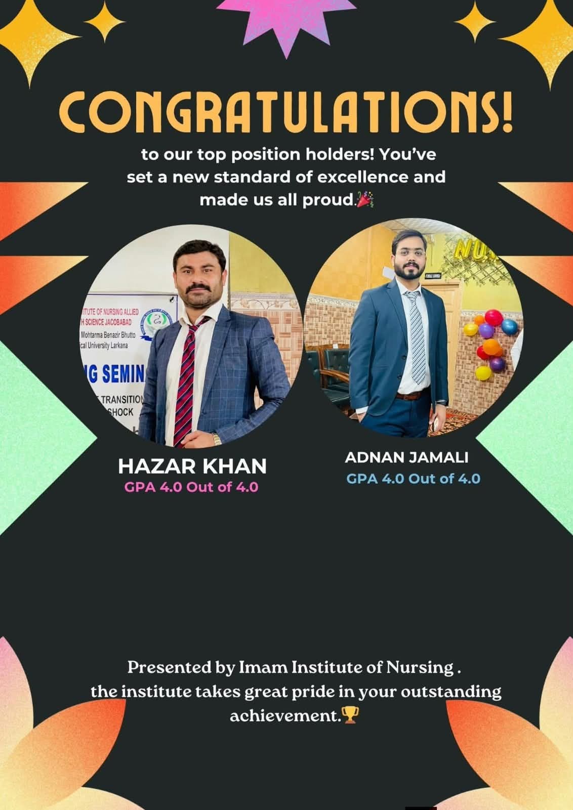 Academic achievers at Imam Institute
